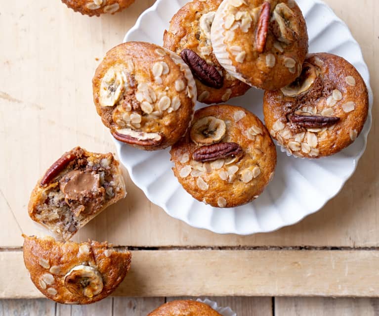 Muffins à la banane, cœur de pâte à tartiner