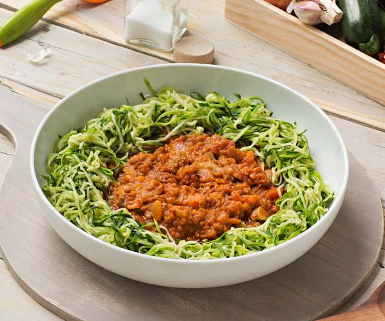 Zoodles con boloñesa rápida de lentejas Zoodles con boloñesa rápida de lentejas