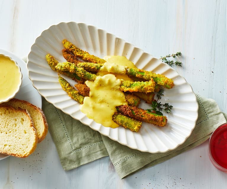 Asparagi fritti con salsa olandese