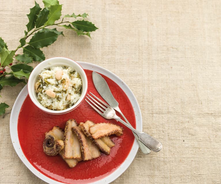 Filetes de polvo com arroz de feijoca