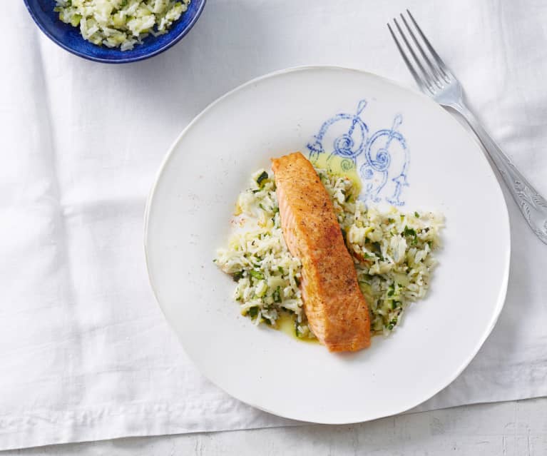 Lachs mit Zucchinireis