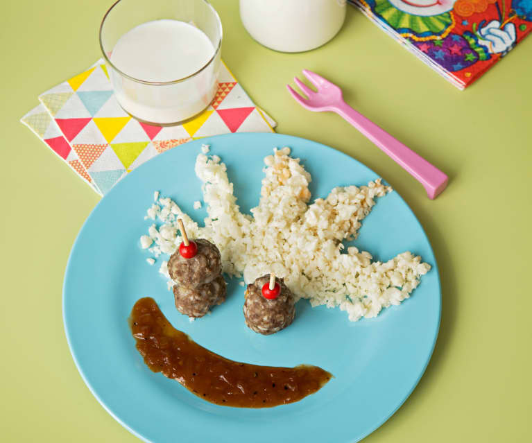 Albóndigas agridulces con arroz de coliflor