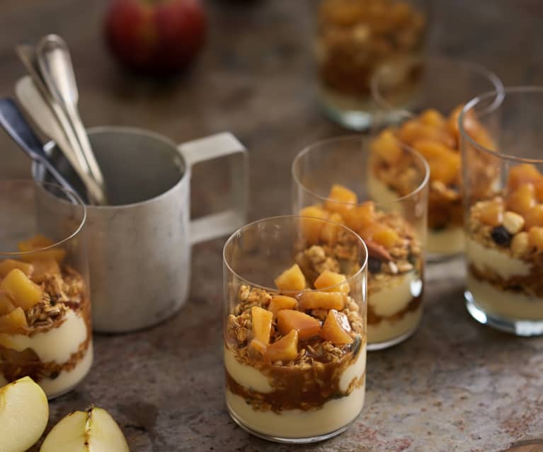 Triffle de maçã, mascarpone e caramelo