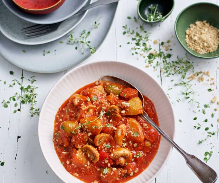 Estofado de pollo con chorizo y papas