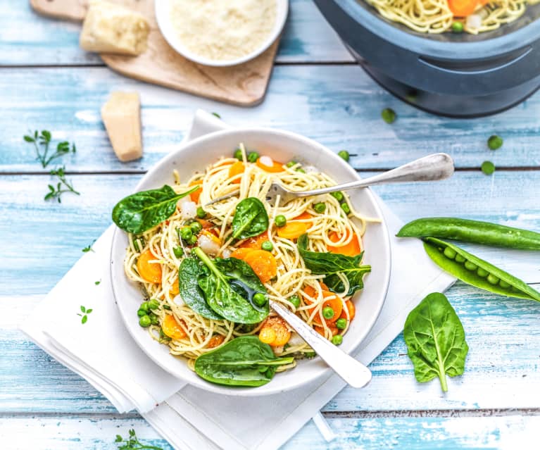 Spaghetti aux légumes du printemps