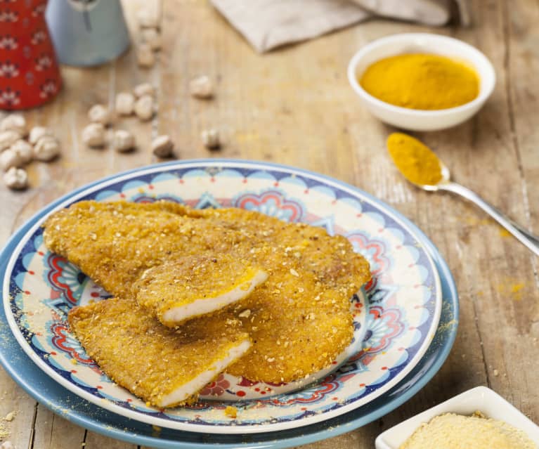 Fettine di pollo alla curcuma e ceci