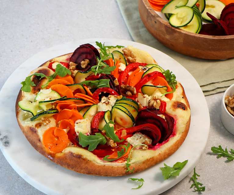 Crispy flatbread with halloumi & ribbon veggies (Thermomix® Spiralizer, TM6)