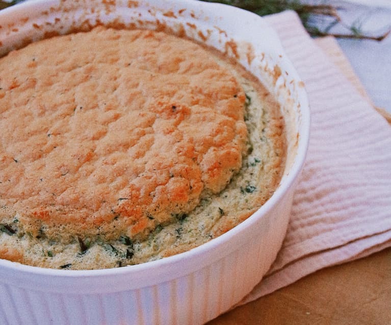 Soufflé de espinafres e cogumelos