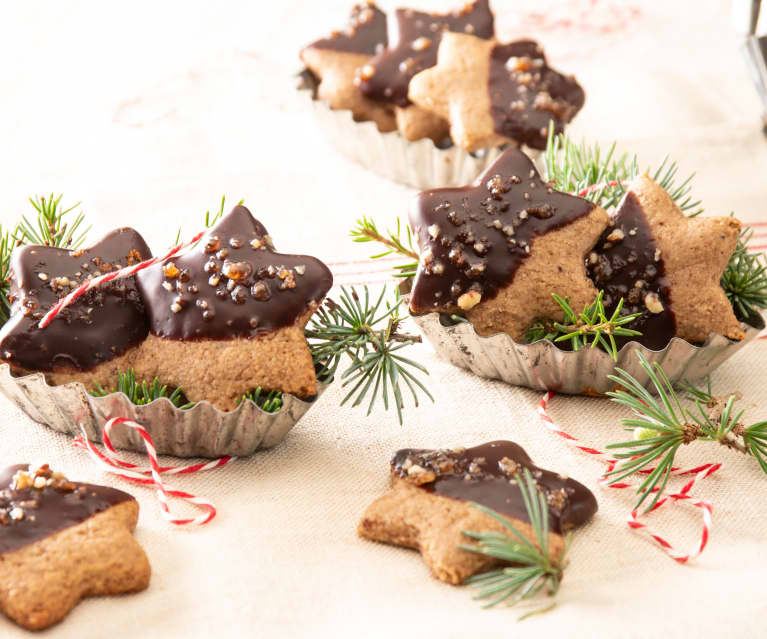 Galletas con baño de chocolate y nueces pacanas