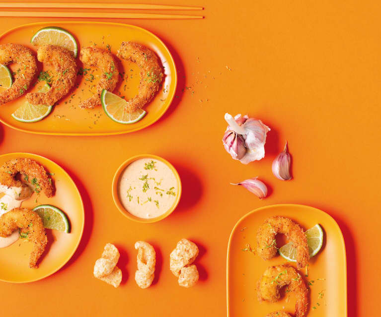 Langostinos crujientes con mayonesa de sriracha