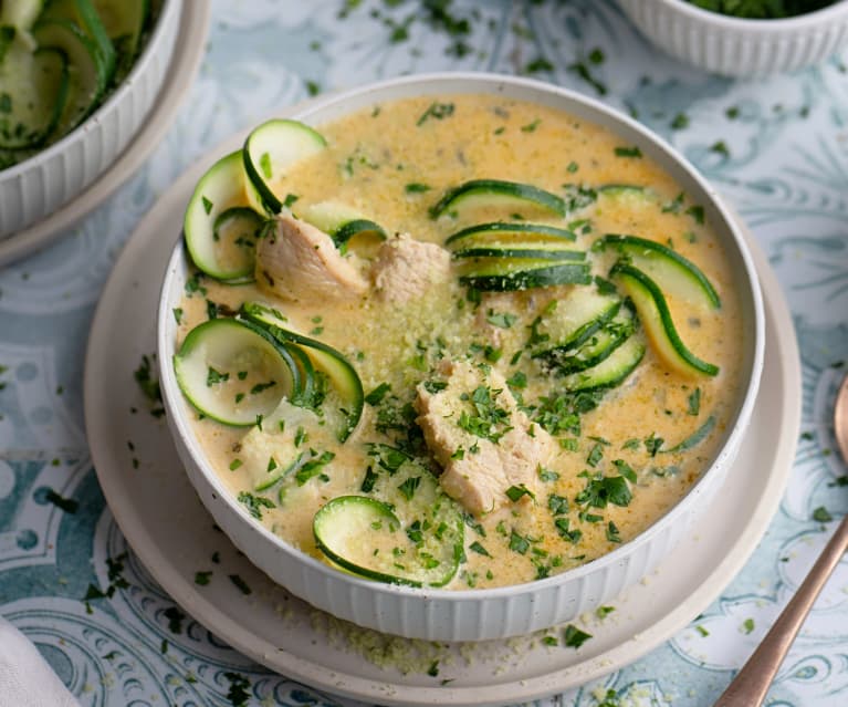 Pollo al limone e Parmigiano Reggino con tagliatelle di zucchine