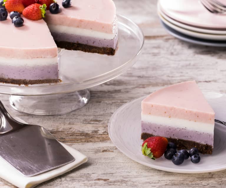 Cheesecake mirtilli, fragole e vaniglia