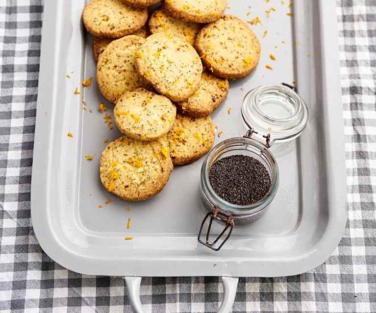 Bolachinhas de laranja com sementes de papoila Bolachinhas de laranja com sementes de papoila