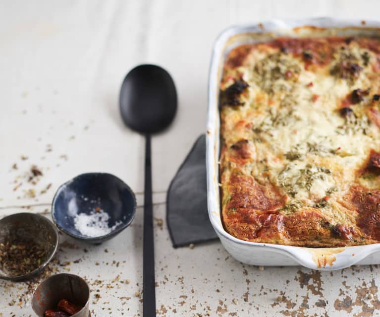 Fritata de brócolos e fiambre no forno