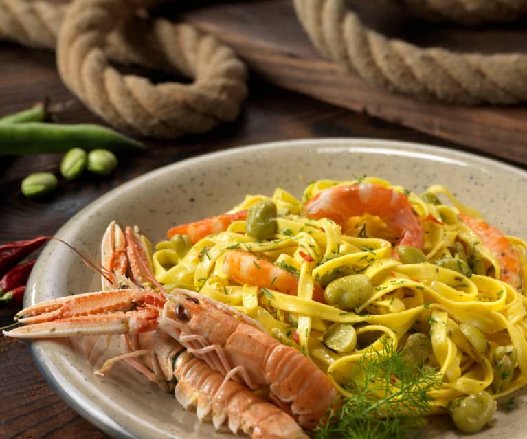 Fettuccine al limone al sugo di scampi