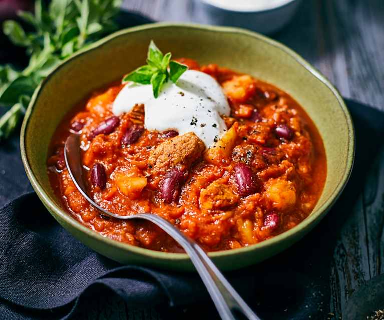 Auberginen-Schnitzel-Chili