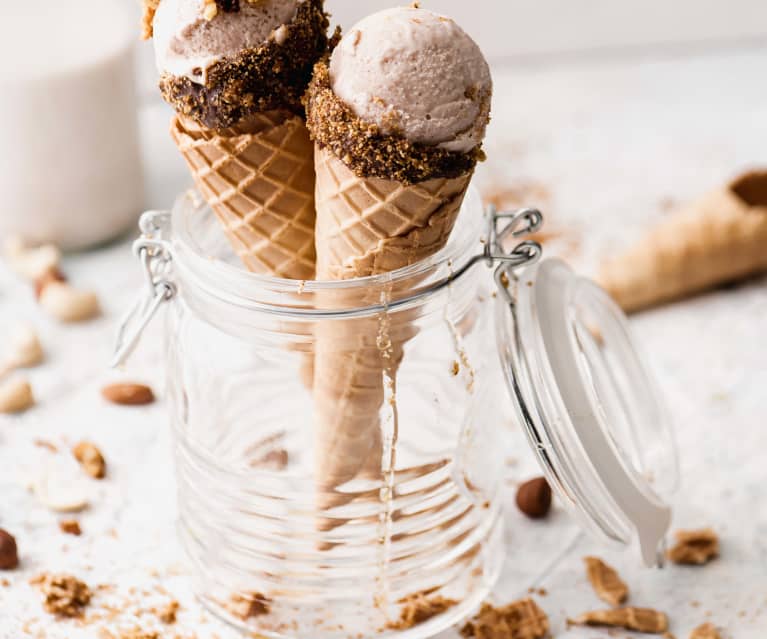 Nut Ice Cream with Citrus and Lavender Crumble