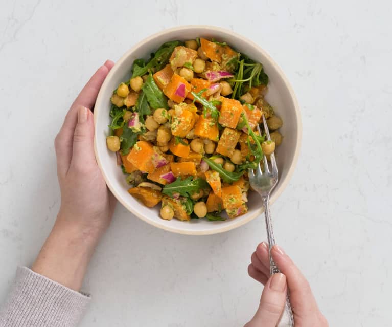 Warm sweet potato and chickpea salad