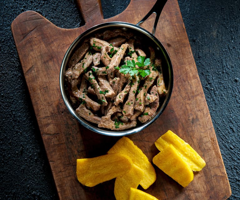 Polenta con straccetti di manzo