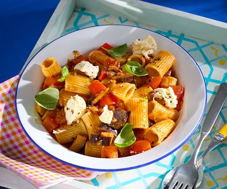 Auberginen-Paprika-Pasta