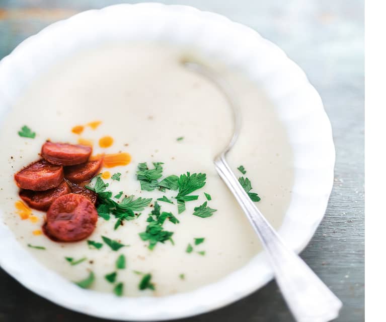 Velouté de haricots tarbais au chorizo