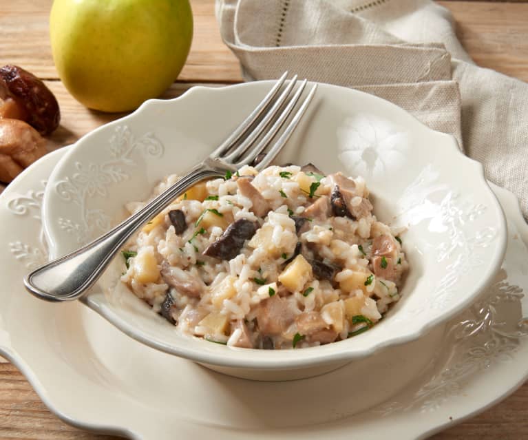 Risotto con mele e funghi