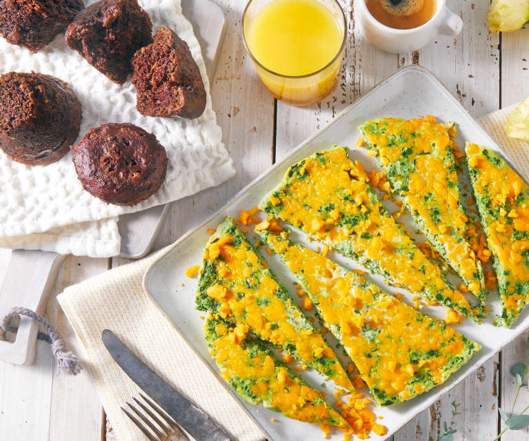 Ham and Cheddar Frittata with Chocolate Zucchini Muffins