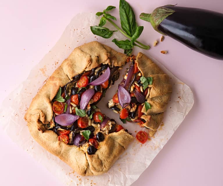 Galette de berenjenas, tomates cherry y feta (sin gluten)