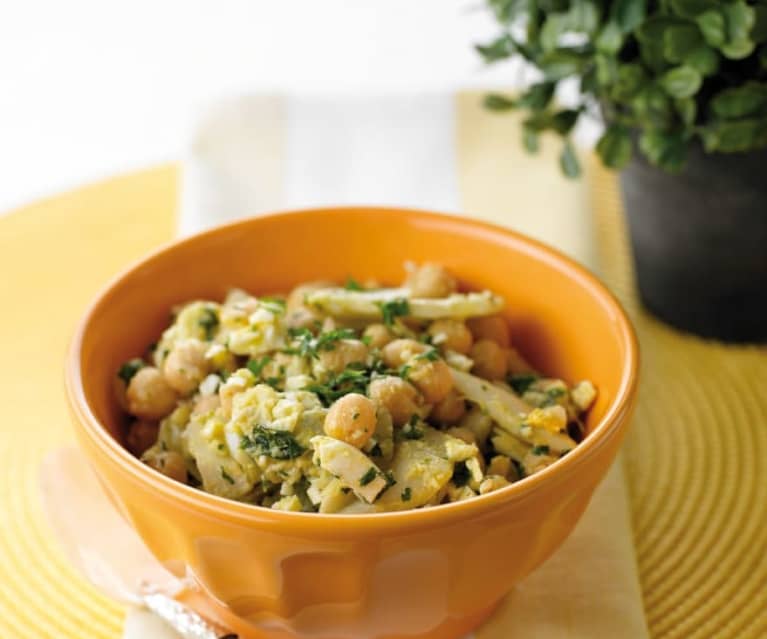 Salada de grão e bacalhau