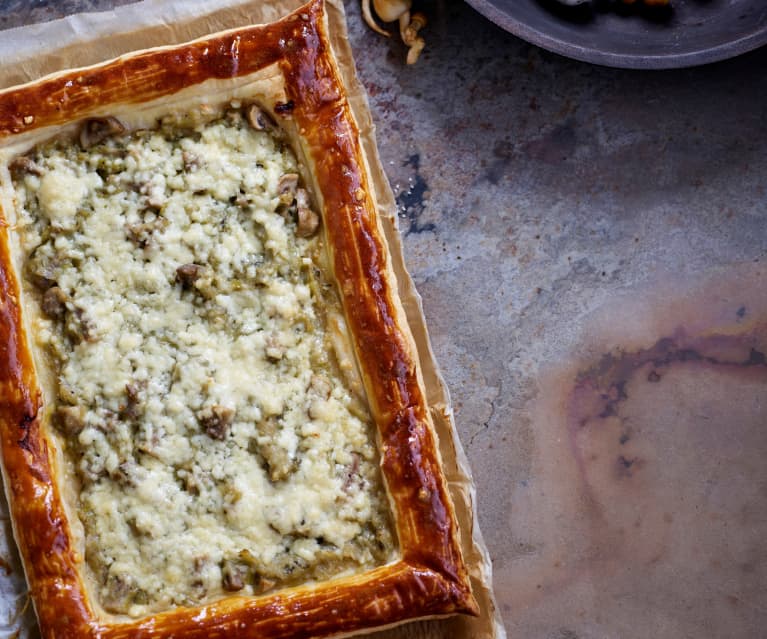 Tarte de cogumelos e alho-francês