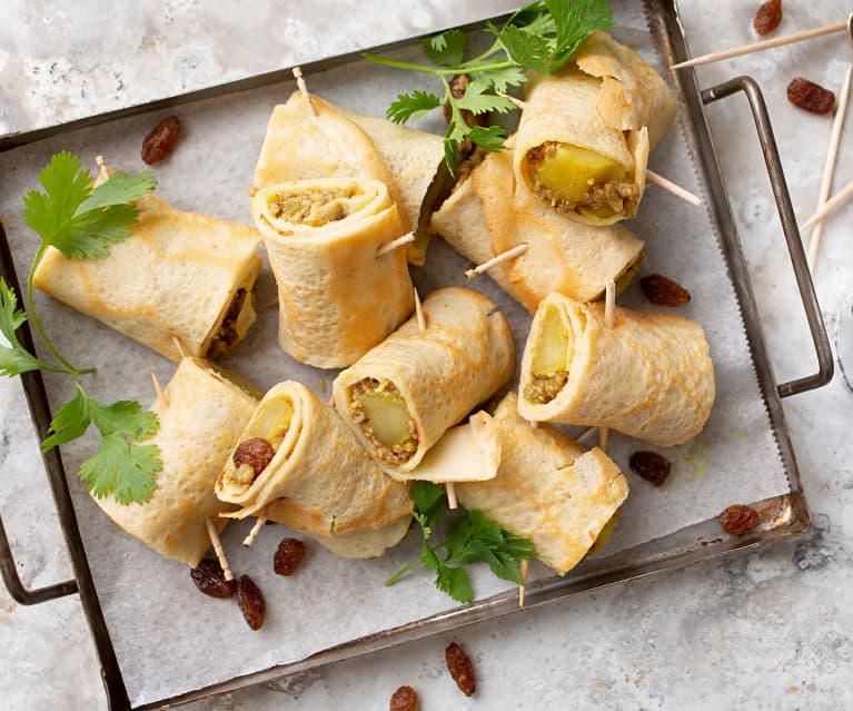 Crêpes al curry con chutney de mango