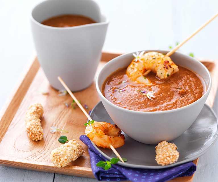 Gazpacho di pomodoro e gamberi