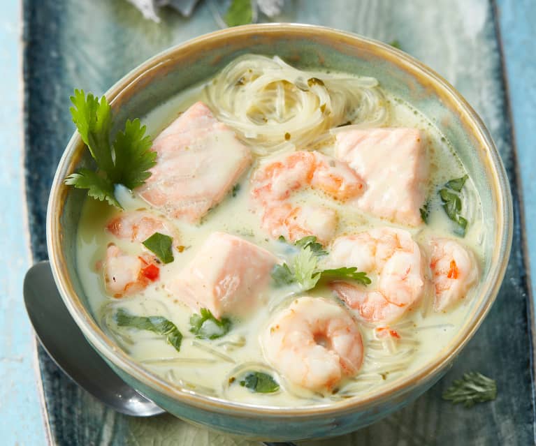 Laksa - Malayische Nudelsuppe mit Meeresfrüchten