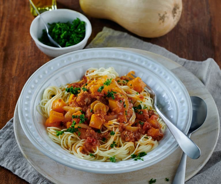 Bratwurst-Kürbis-Bolognese