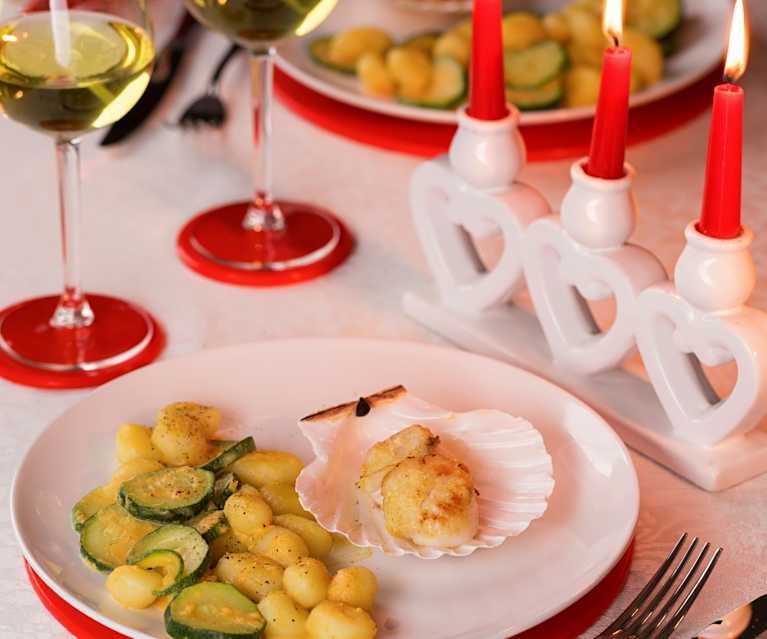 Gnocchi al mandarino con capesante e zucchine (senza glutine)