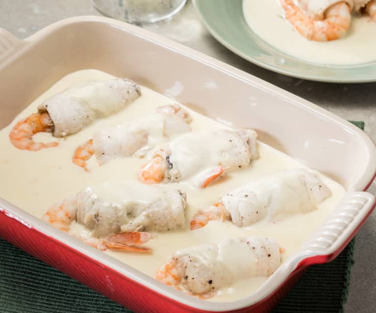 Rollitos de lenguado y gambas