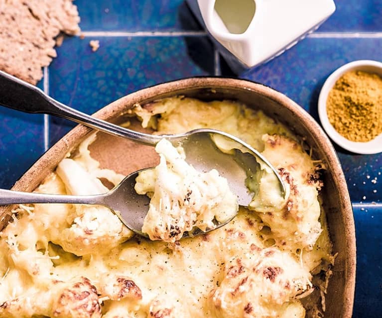 Gratin de chou-fleur, curry et lait de coco