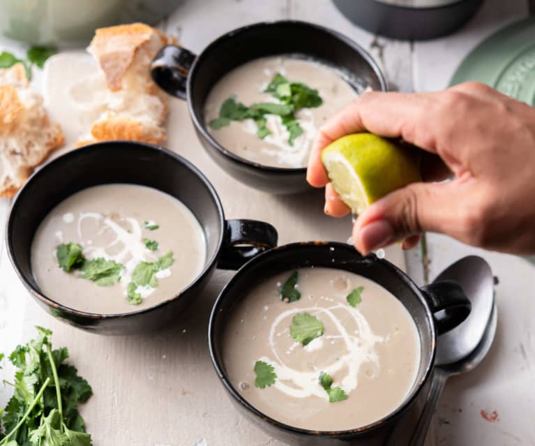 Zuppa cremosa di melanzane e miglio