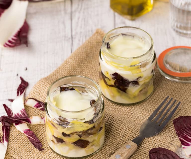 Lasagne al radicchio e provola in vasocottura