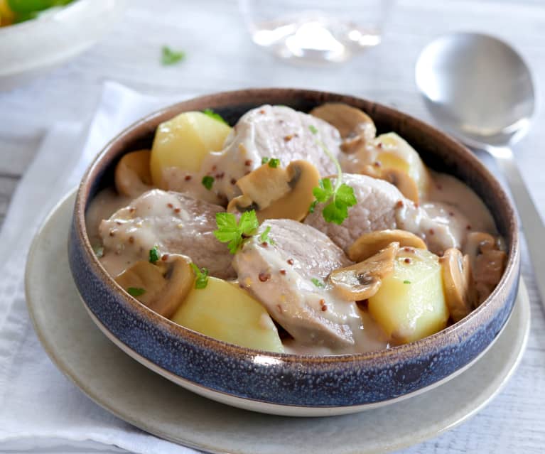 Filet mignon de porc à la moutarde et pommes de terre