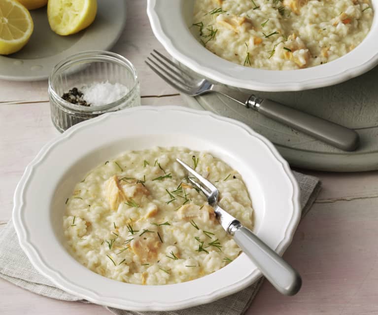 Salmão com risoto de funcho