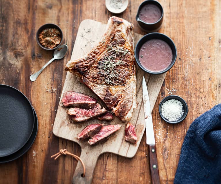 Côte de bœuf et sauce marchand de vin