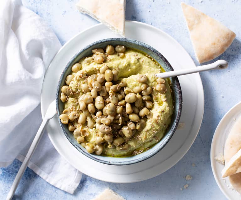 Hummus de calabacín con habitas