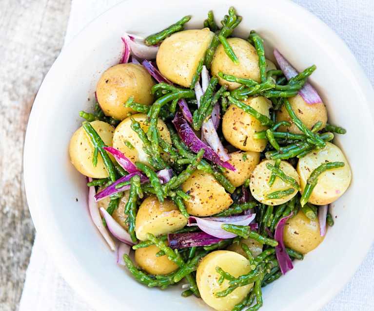 Salade de pommes de terre grenaille aux salicornes Salade de pommes de terre grenaille aux salicornes