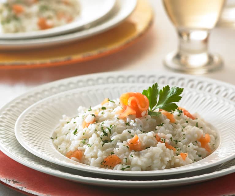 Risotto con salmón ahumado