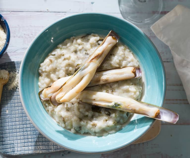 Risotto de algas con navajas