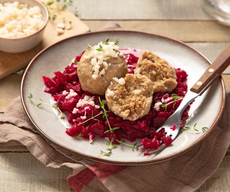 Bohnenknöderl mit Rote-Rüben-Gemüse