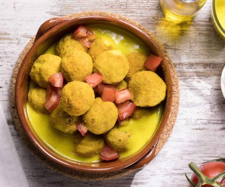 Polpette di faraona su crema di peperoni dolci