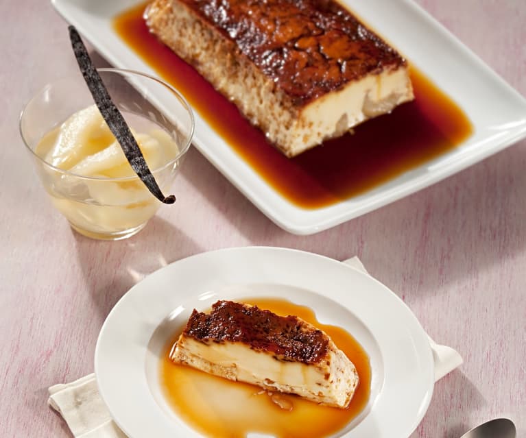 Flan de pera a la vainilla