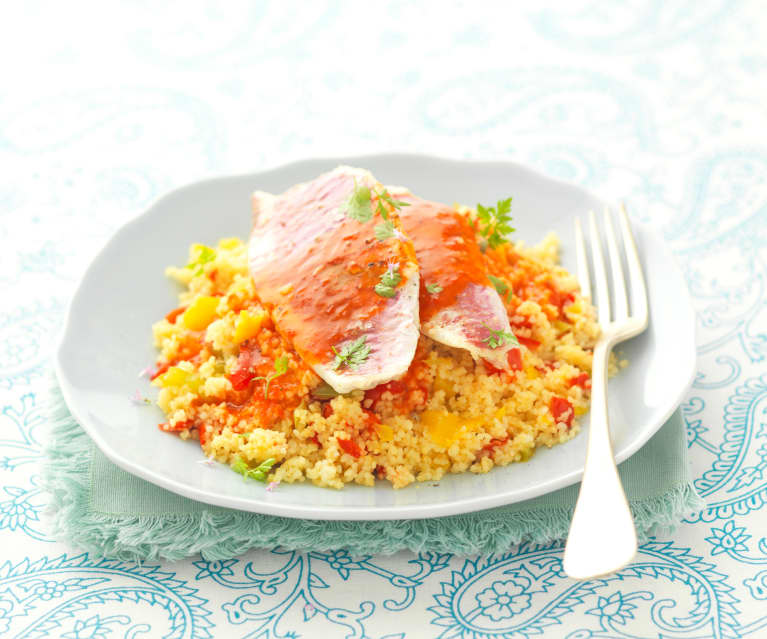 Couscous de rouget aux poivrons